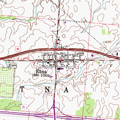 Topographic Map of Etna, OH