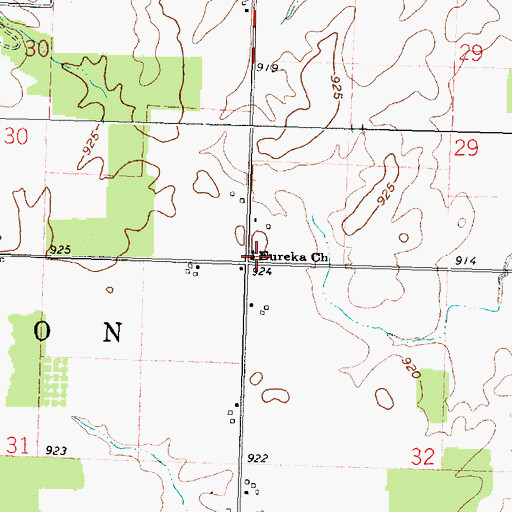 Topographic Map of Eureka Church, OH