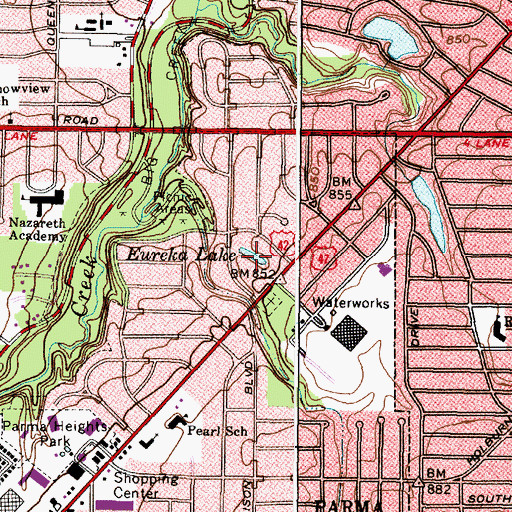 Topographic Map of Eureka Lake, OH