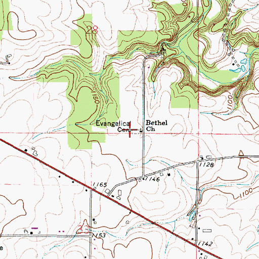 Topographic Map of Evangelical Cemetery, OH