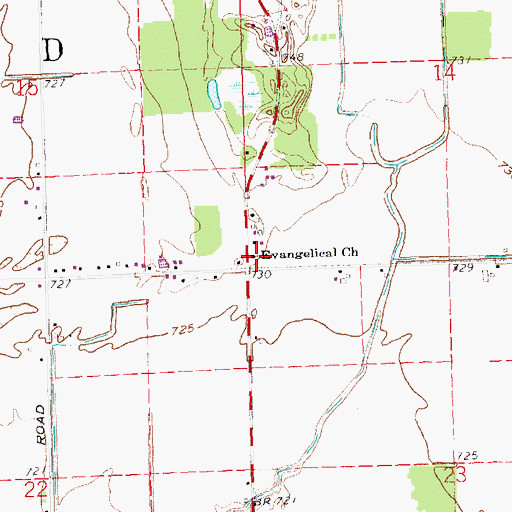 Topographic Map of Evangelical Church, OH