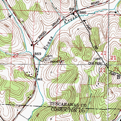 Topographic Map of Evans Creek Church, OH
