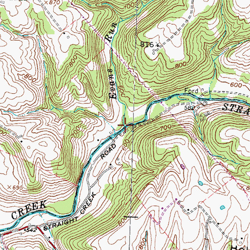 Topographic Map of Evans Run, OH