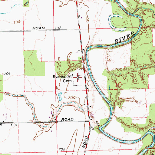 Topographic Map of Evansport Cemetery, OH
