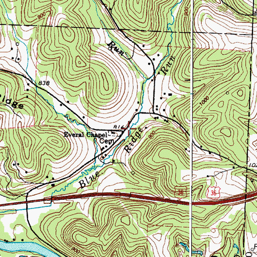 Topographic Map of Everal Chapel, OH