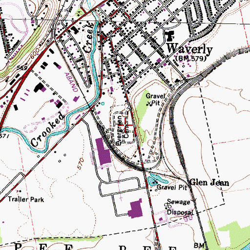 Topographic Map of Evergreen Cemetery, OH