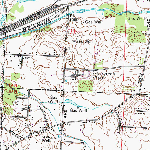 Topographic Map of Evergreen Park Cemetery, OH