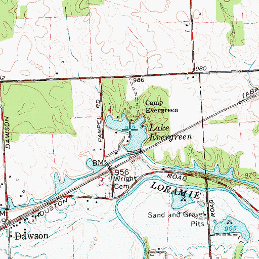 Topographic Map of Lake Evergreen, OH
