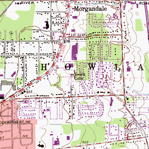 Topographic Map of Ewalt Cemetery, OH