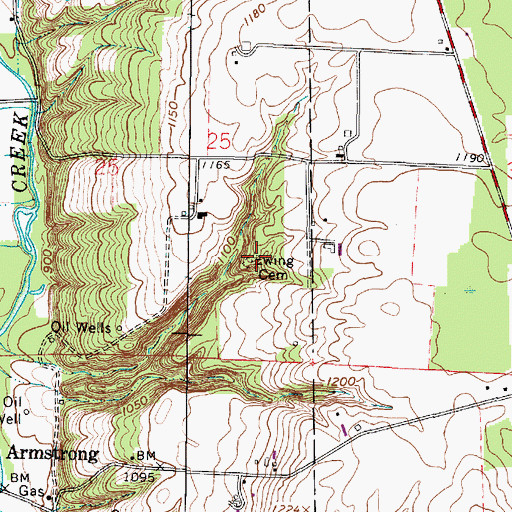 Topographic Map of Ewing Cemetery, OH
