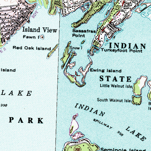 Topographic Map of Ewing Island, OH
