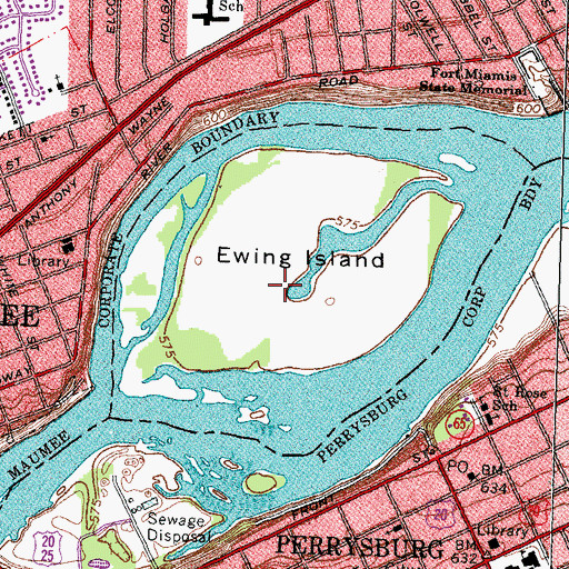 Topographic Map of Ewing Island, OH