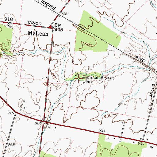 Topographic Map of Eyeman-Bryant Cemetery, OH