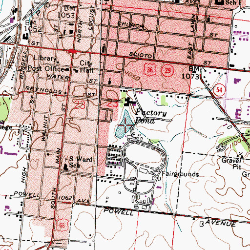 Topographic Map of Factory Pond, OH
