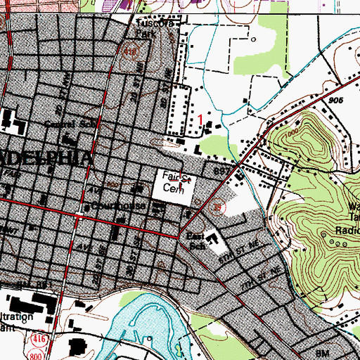 Topographic Map of Fair Street Cemetery, OH