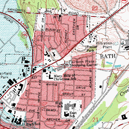 Topographic Map of Fairborn Plaza Shopping Center, OH