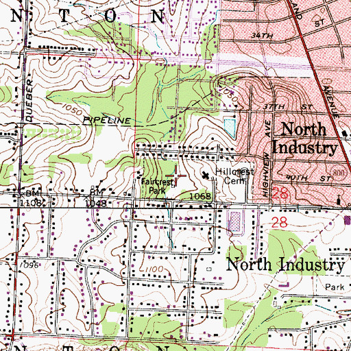 Topographic Map of Faircrest Park, OH