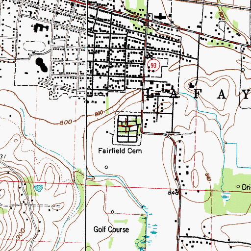 Topographic Map of Fairfield Cemetery, OH
