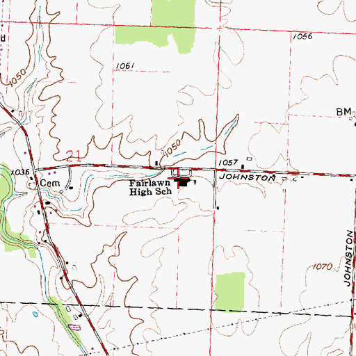 Topographic Map of Fairlawn High School, OH