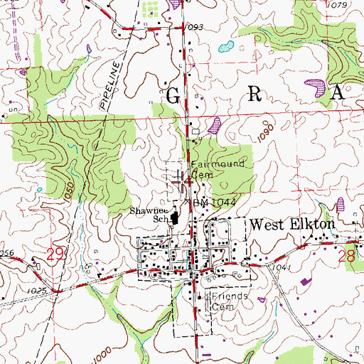 Topographic Map of Fairmound Cemetery, OH