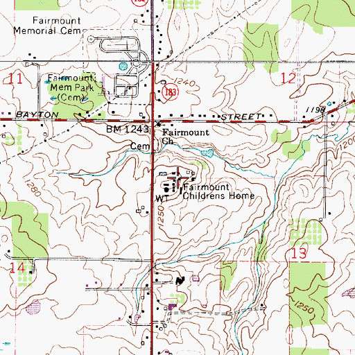 Topographic Map of Fairmount Childrens Home, OH