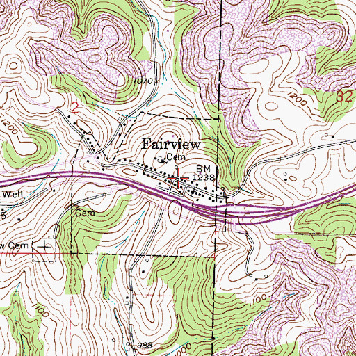 Topographic Map of Fairview, OH