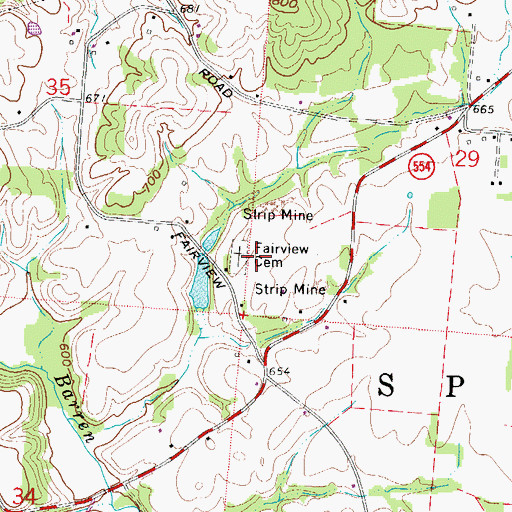 Topographic Map of Fairview Cemetery, OH