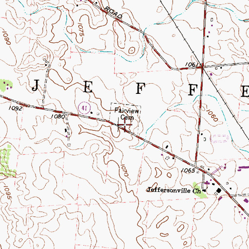 Topographic Map of Fairview Cemetery, OH