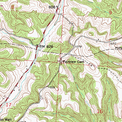 Topographic Map of Fairview Cemetery, OH
