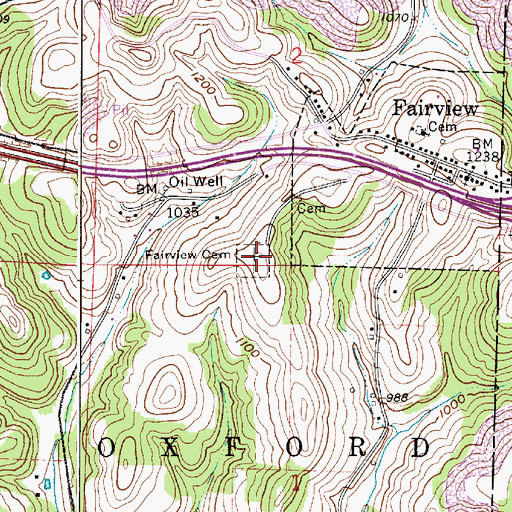 Topographic Map of Fairview Cemetery, OH