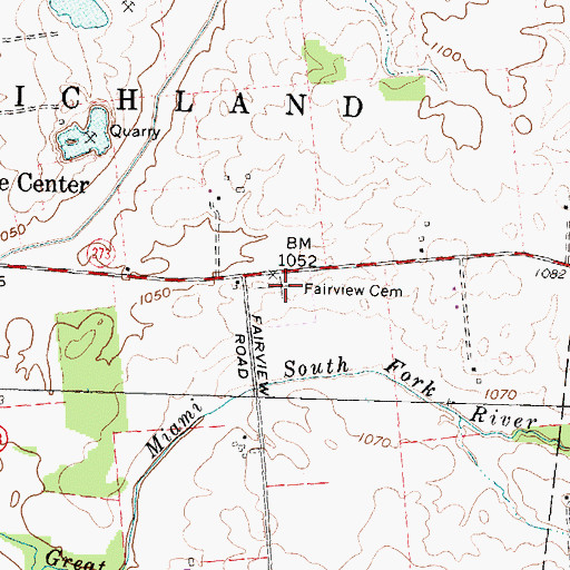 Topographic Map of Fairview Cemetery, OH