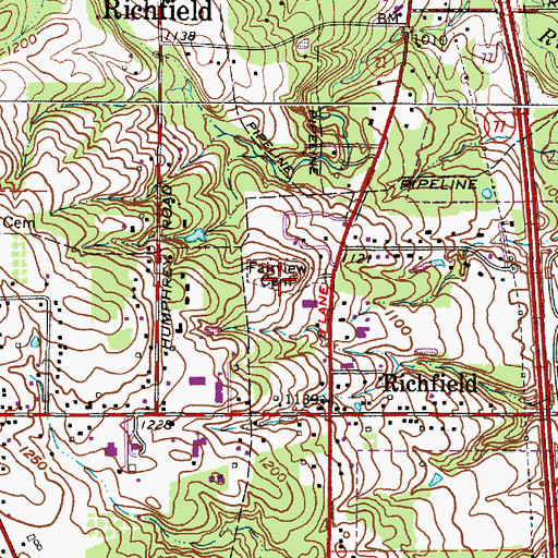 Topographic Map of Fairview Cemetery, OH