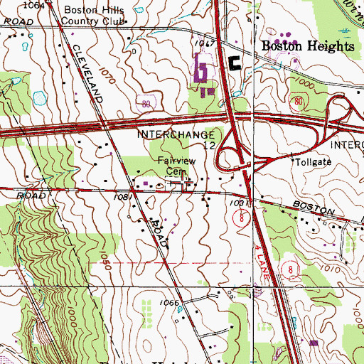 Topographic Map of Fairview Cemetery, OH