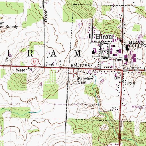 Topographic Map of Fairview Cemetery, OH
