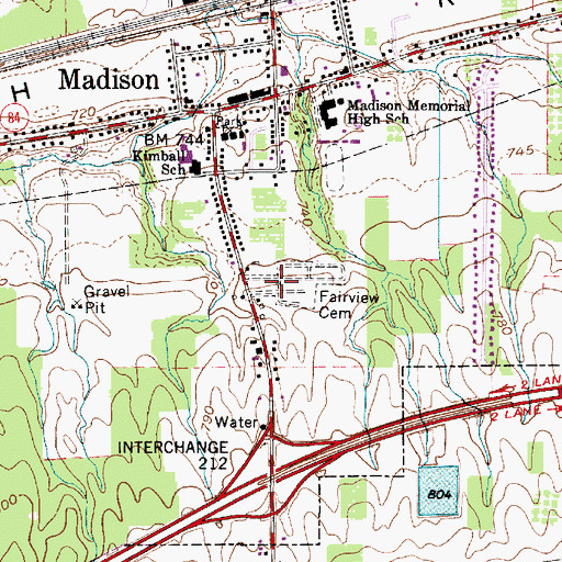 Topographic Map of Fairview Cemetery, OH