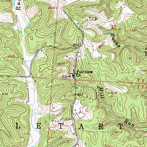 Topographic Map of Fairview Church, OH