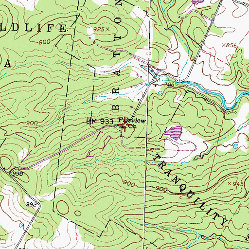 Topographic Map of Fairview Church, OH