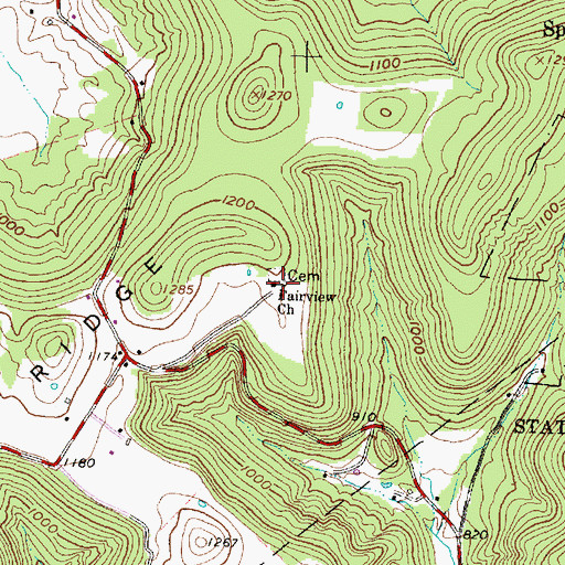 Topographic Map of Fairview Church, OH