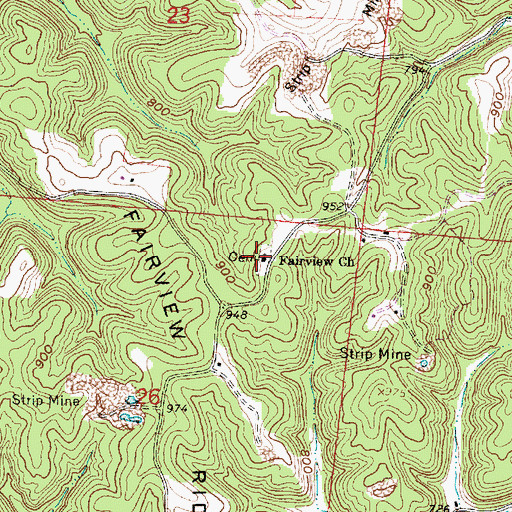 Topographic Map of Fairview Church, OH