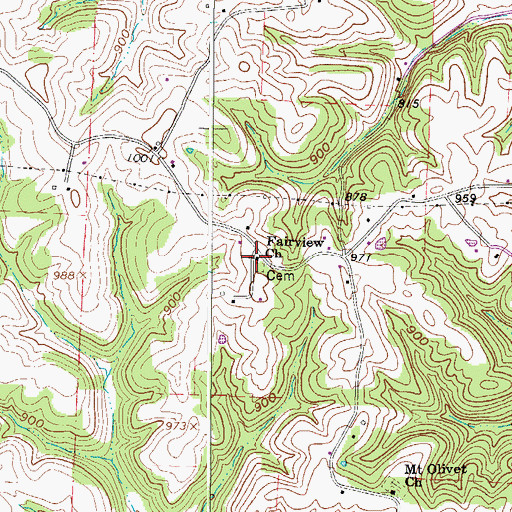 Topographic Map of Fairview Church, OH