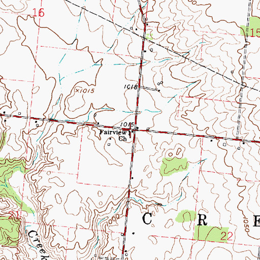 Topographic Map of Fairview Church, OH