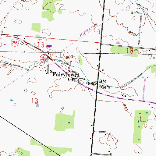 Topographic Map of Fairview Church, OH
