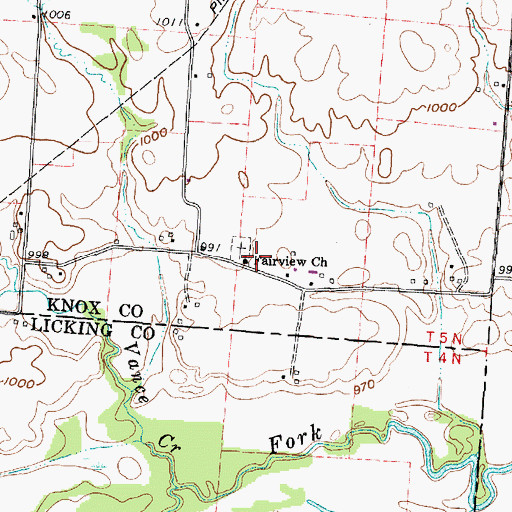 Topographic Map of Fairview Church, OH