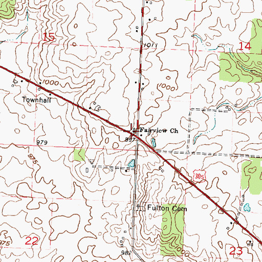 Topographic Map of Fairview Church, OH