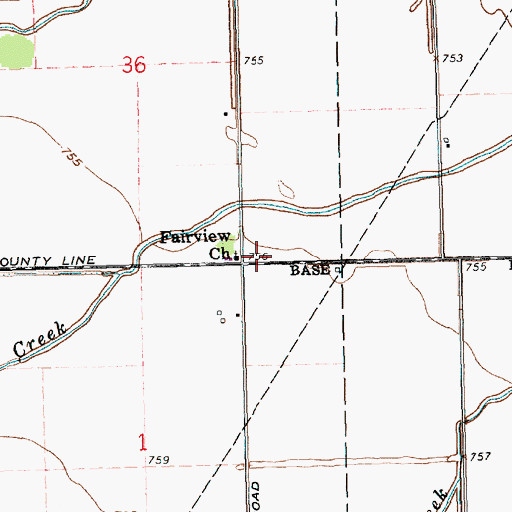 Topographic Map of Fairview Church, OH