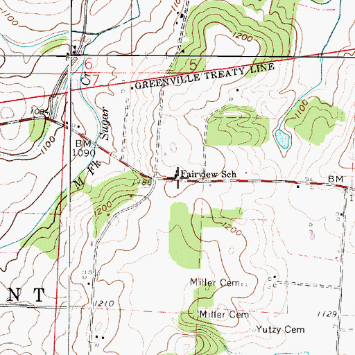 Topographic Map of Fairview School, OH
