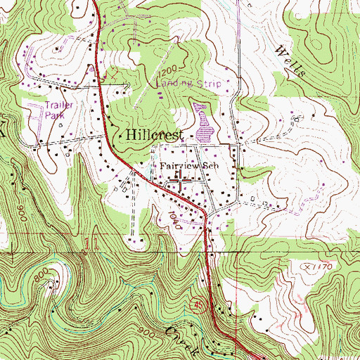Topographic Map of Fairview School, OH