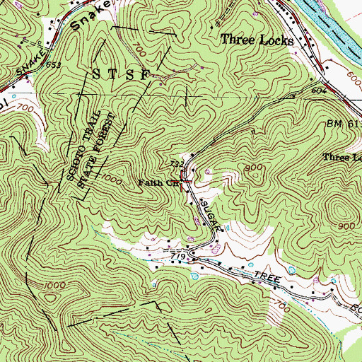 Topographic Map of Faith Church, OH