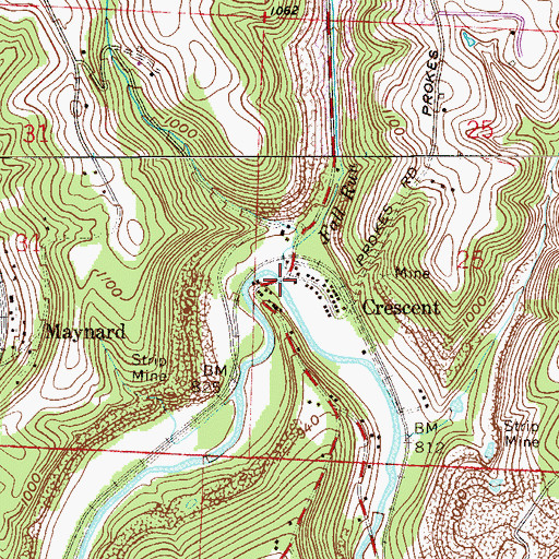 Topographic Map of Fall Run, OH