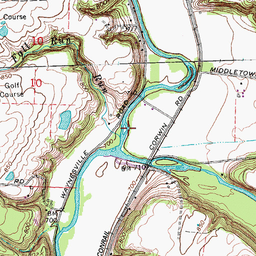 Topographic Map of Fall Run, OH